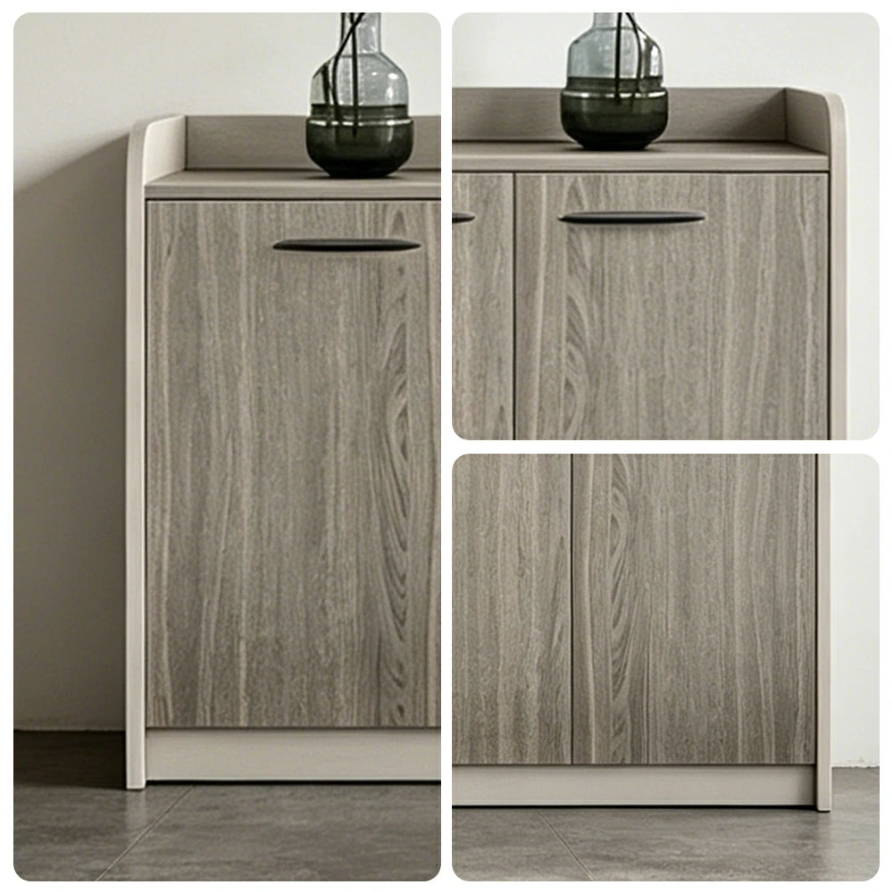LIVARA 4-Door 3-Drawer Office Storage Cabinet with Shelves - Khaki Wenge