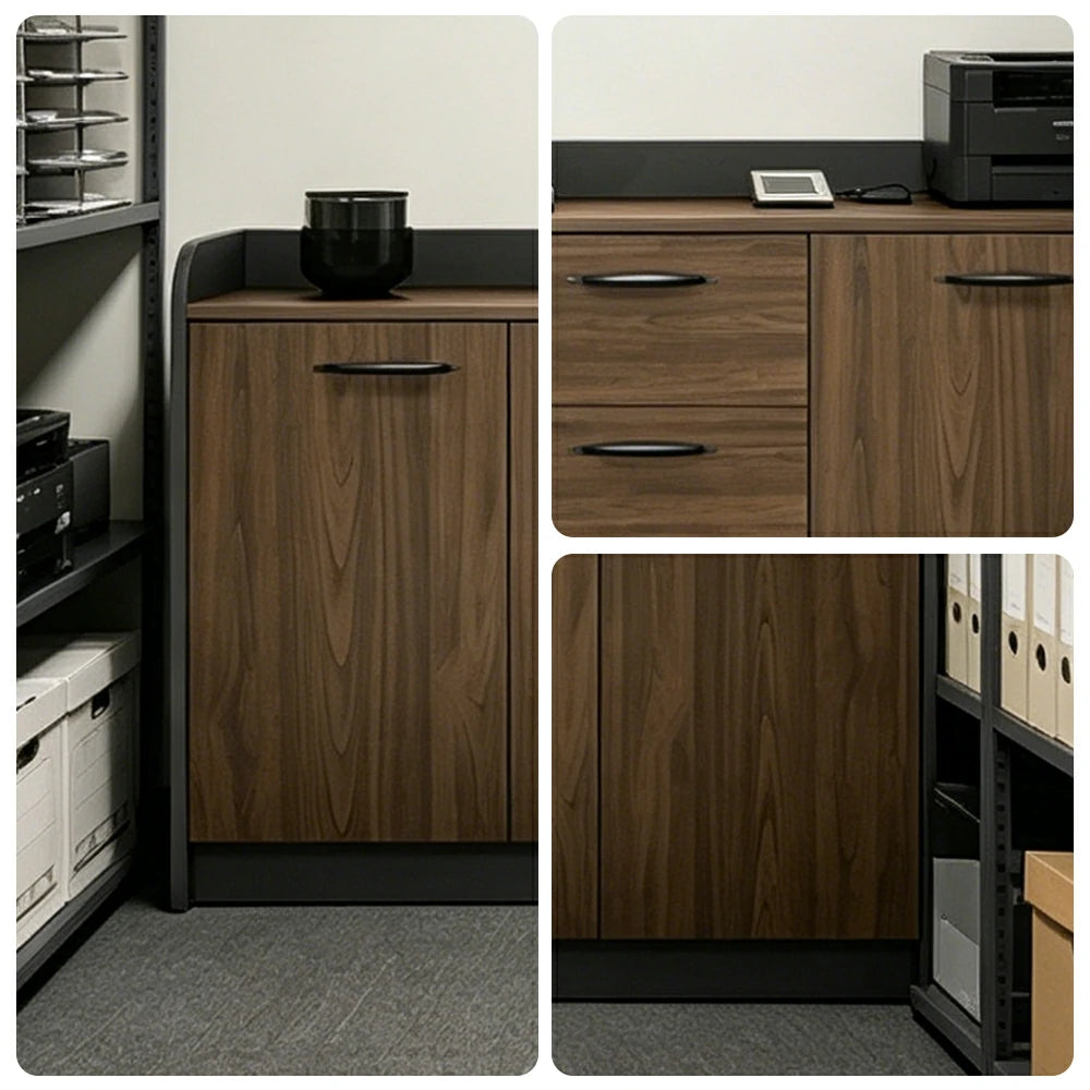 LIVARA 4-Door 3-Drawer Office Storage Cabinet with Shelves - Brown