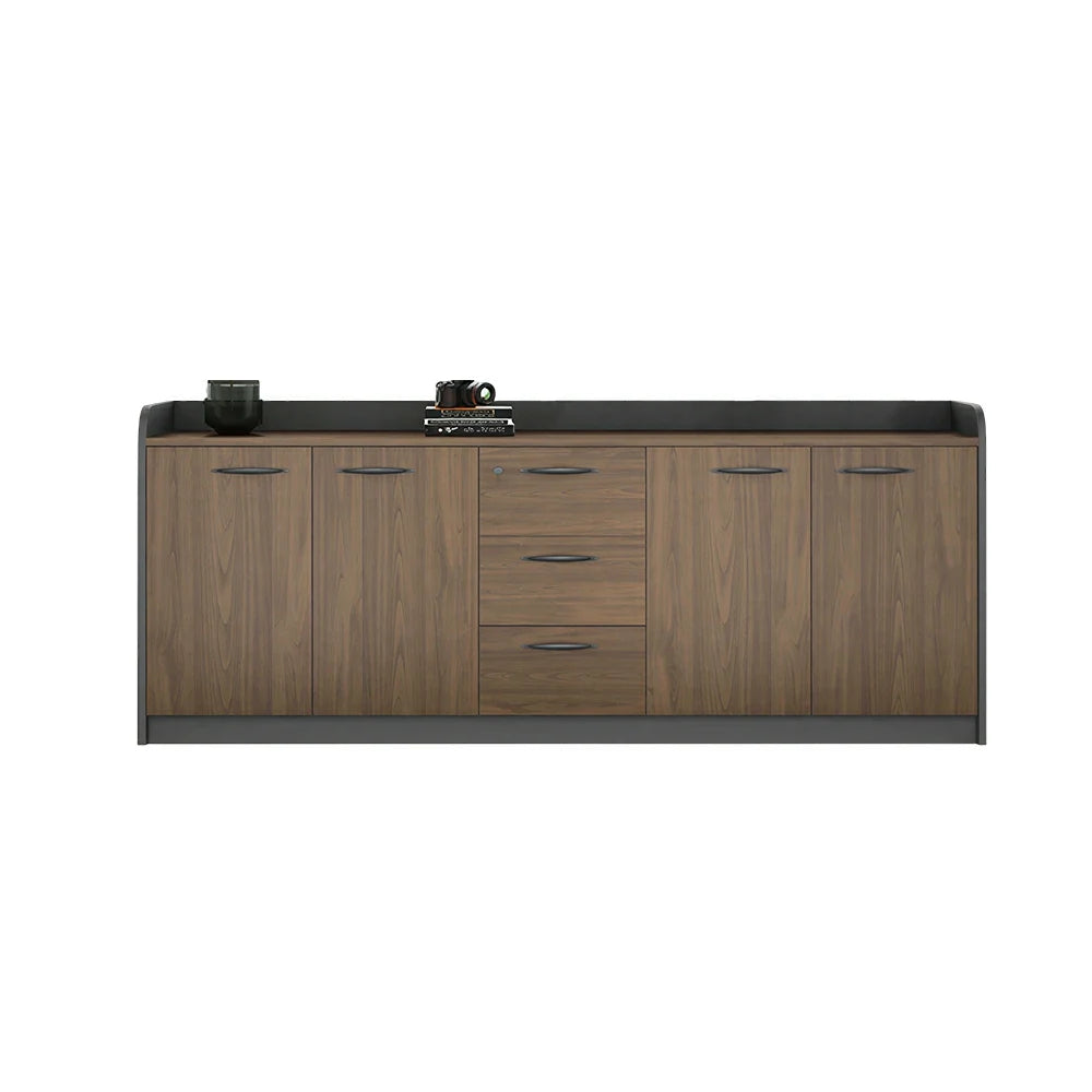 LIVARA 4-Door 3-Drawer Office Storage Cabinet with Shelves - Brown