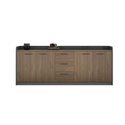 LIVARA 4-Door 3-Drawer Office Storage Cabinet with Shelves - Brown