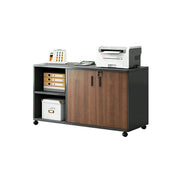 LIVARA Office Storage Cabinet - 2 Doors 2 Shelves Printer Stand for Home Office - Walnut Black
