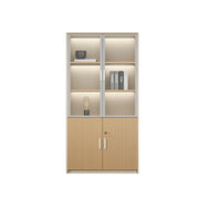 LIVARA 2 Door Glass Storage Cabinet Aluminium Frame 80x40x200cm for Office Study Room - White