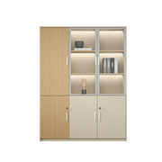 LIVARA 3 Door Left Storage Cabinet Glass Display Cabinet for Office Study Room - Natural Beige