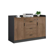 LIVARA Type A 2 Door 3 Drawer Tea Cabinet Office Storage Sideboard - Walnut