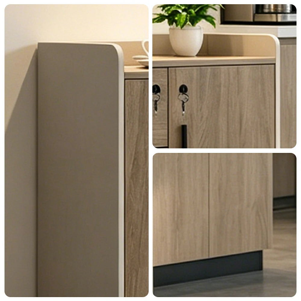 LIVARA Type A 2 Door 3 Drawer Tea Cabinet Office Storage Sideboard - Wood