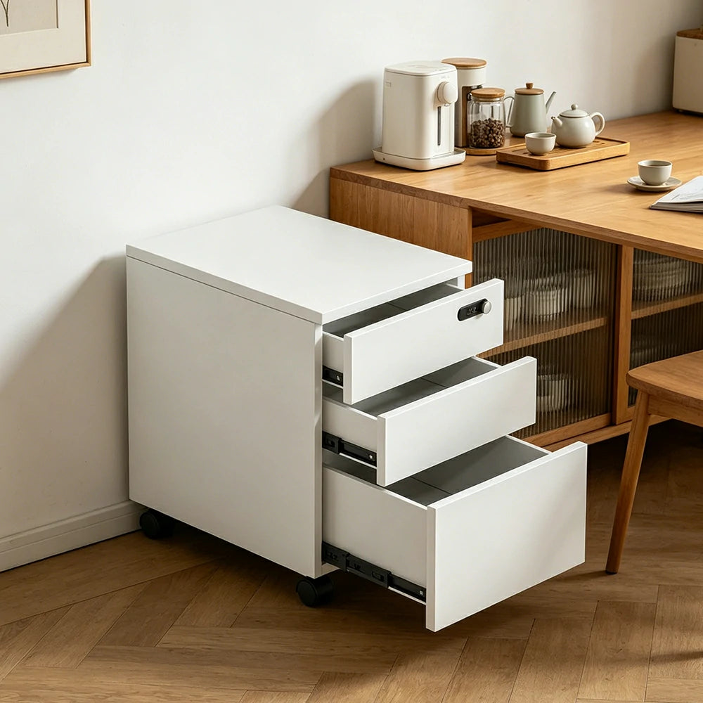 LIVARA 3 Drawer Mobile Filing Cabinet with Casters for Home Office - Classic White
