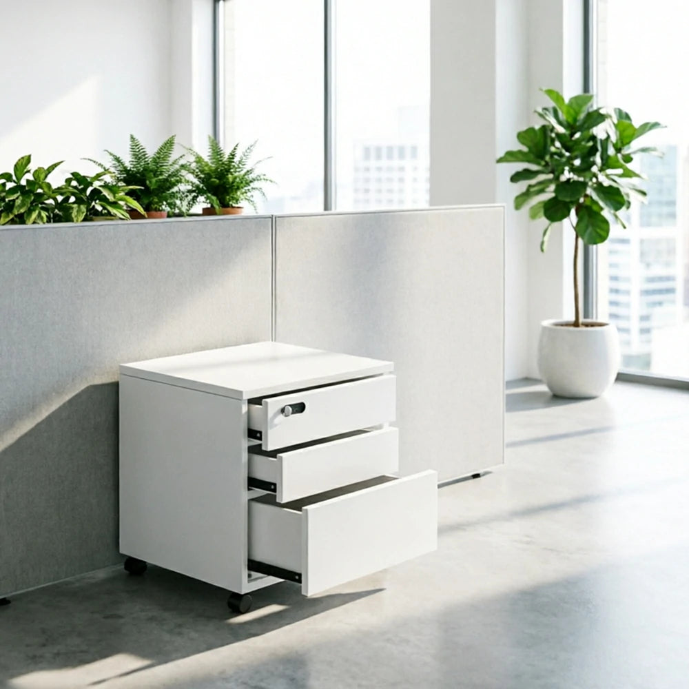 LIVARA 3 Drawer Mobile Filing Cabinet with Casters for Home Office - Classic White