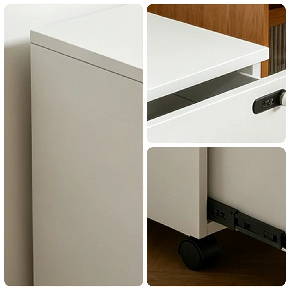 LIVARA 3 Drawer Mobile Filing Cabinet with Casters for Home Office - Classic White