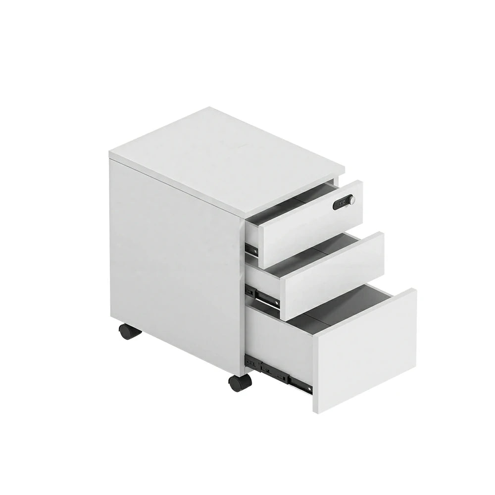 LIVARA 3 Drawer Mobile Filing Cabinet with Casters for Home Office - Classic White