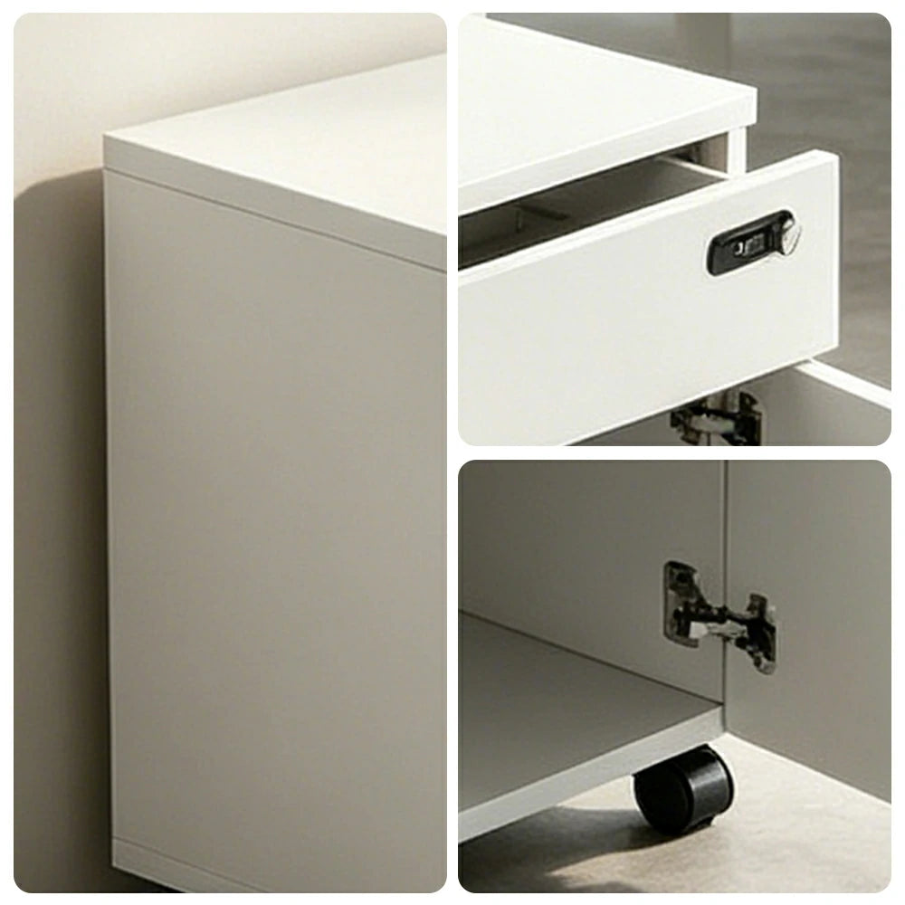 LIVARA 1 Door 1 Drawer Mobile Storage Cabinet for Home Office - Classic White
