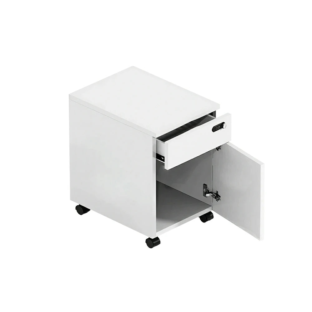 LIVARA 1 Door 1 Drawer Mobile Storage Cabinet for Home Office - Classic White