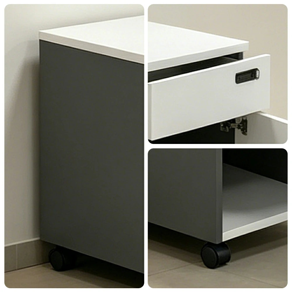 LIVARA 1 Door 1 Drawer Mobile Storage Cabinet with Casters for Home Office - Grey