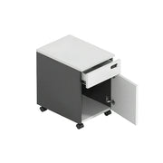 LIVARA 1 Door 1 Drawer Mobile Storage Cabinet with Casters for Home Office - Grey