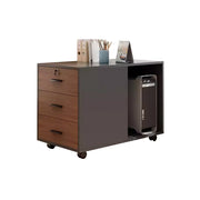 LIVARA 3 Drawer Mobile Filing Cabinet with Right CPU Shelf for Home Office - Grey
