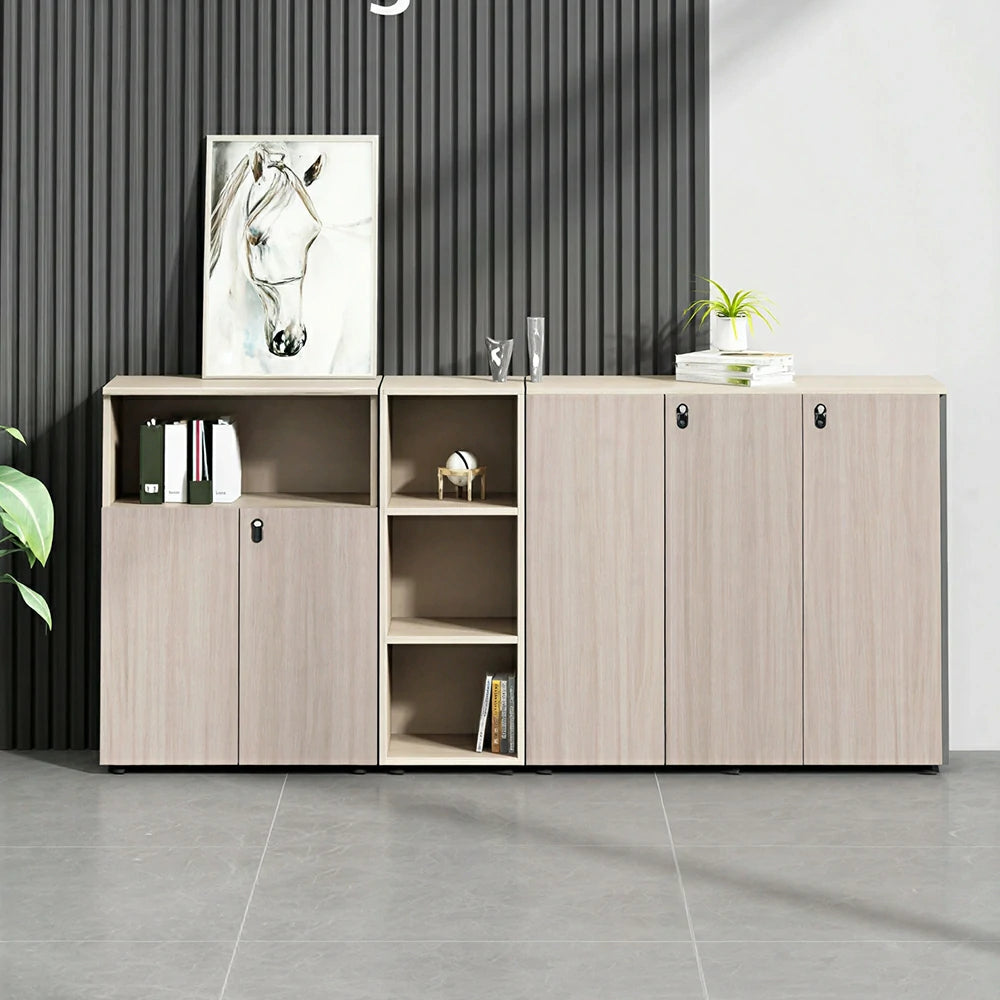 LIVARA Lockable Office Storage Cabinet Multi-Compartment File Cabinet for Home Office - Oak