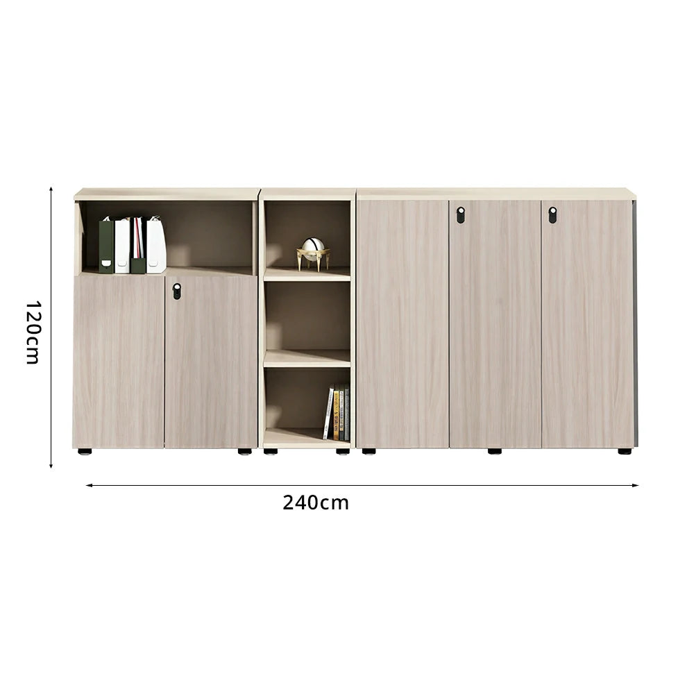 LIVARA Lockable Office Storage Cabinet Multi-Compartment File Cabinet for Home Office - Oak