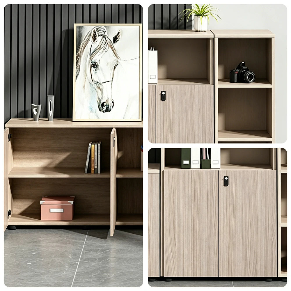 LIVARA LIVARA Lockable Office Storage Cabinet Multi-Compartment Display File Cabinet for Home Office -Wood