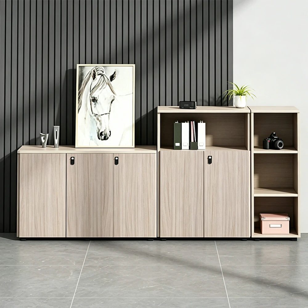 LIVARA LIVARA Lockable Office Storage Cabinet Multi-Compartment Display File Cabinet for Home Office -Wood
