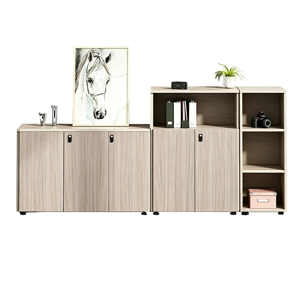 LIVARA LIVARA Lockable Office Storage Cabinet Multi-Compartment Display File Cabinet for Home Office -Wood