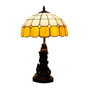 LIVARA European Vintage Stained Glass Table Lamp Sculpture Base Handcrafted Artistic Design Suitable for Bedroom Living Room Bedside - Orange