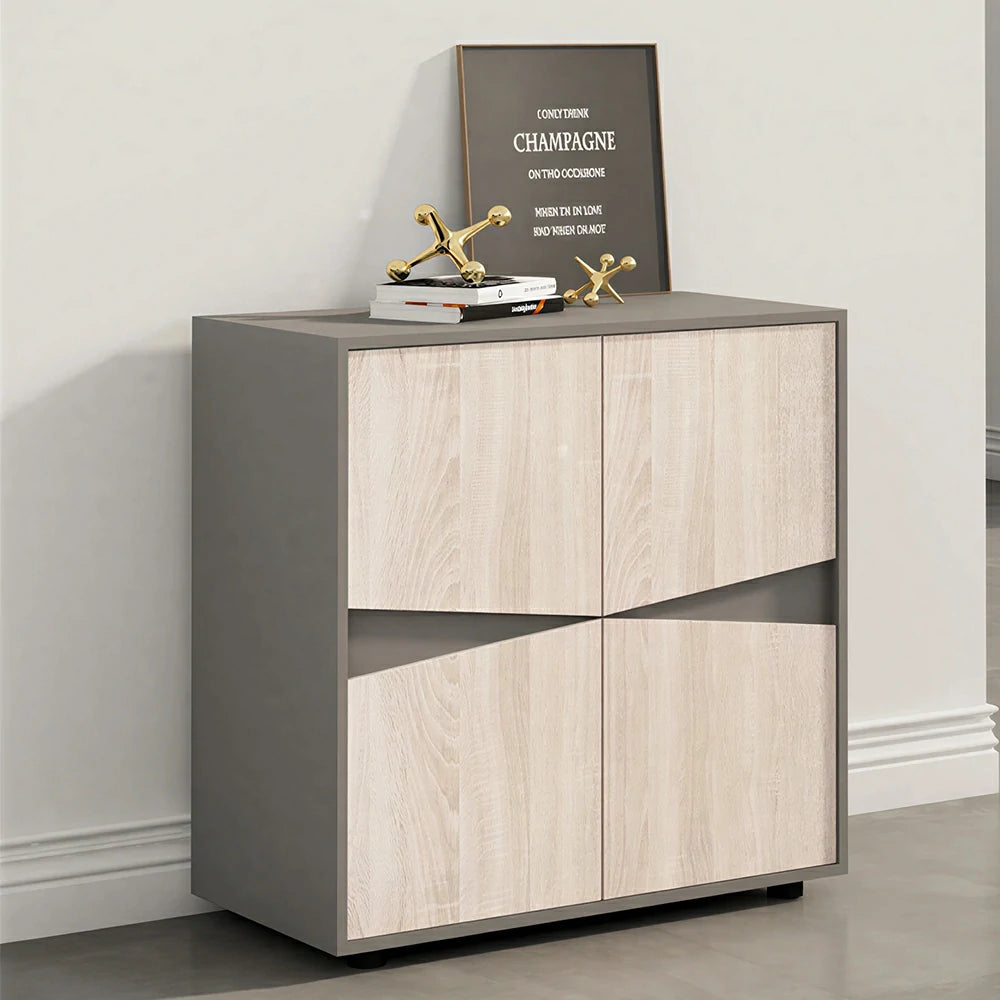 LIVARA 4 Door Office Storage Cabinet Compact File Cabinet for Home Office - Oak Grey