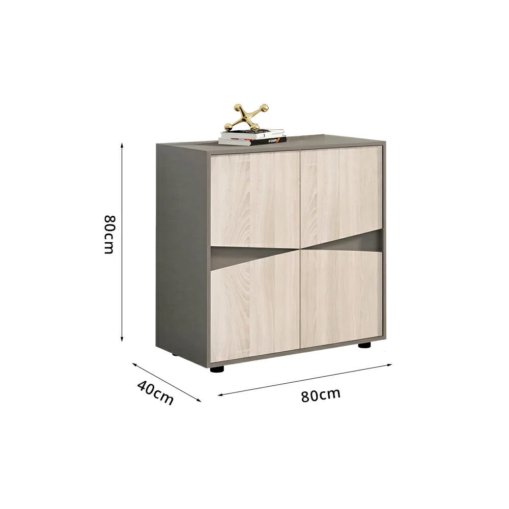 LIVARA 4 Door Office Storage Cabinet Compact File Cabinet for Home Office - Oak Grey