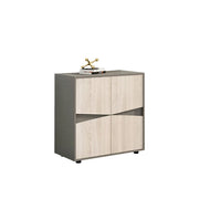LIVARA 4 Door Office Storage Cabinet Compact File Cabinet for Home Office - Oak Grey