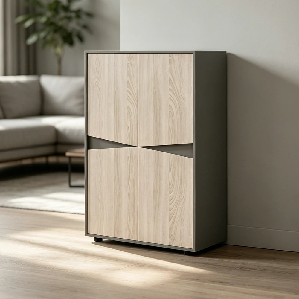LIVARA   Office Storage Cabinet Compact File Cabinet for Home Office - Oak Grey