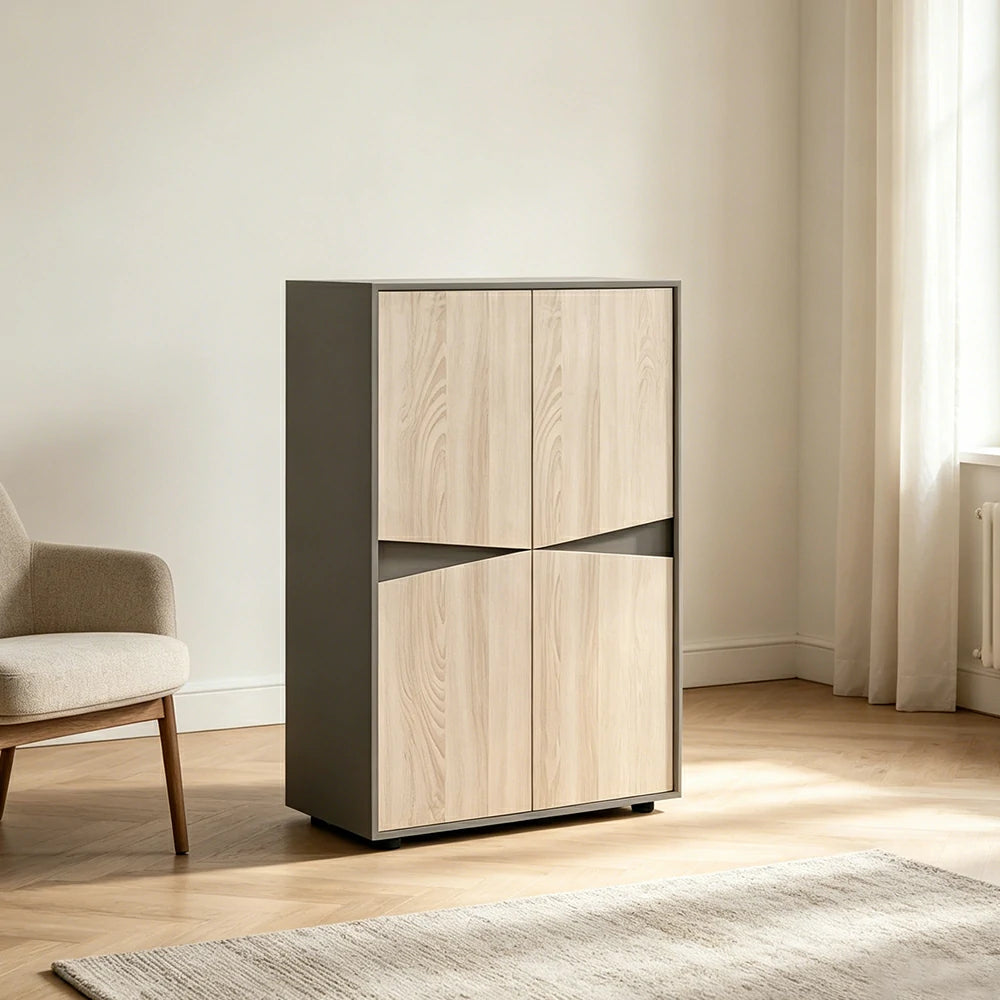 LIVARA   Office Storage Cabinet Compact File Cabinet for Home Office - Oak Grey