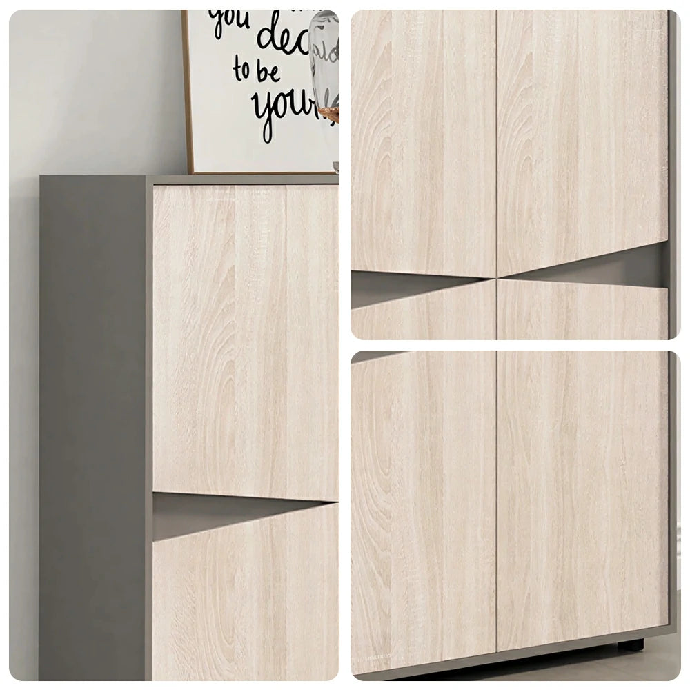 LIVARA 4 Door Tall Storage Cabinet Large File Cabinet for Office and Living Room - Oak Grey