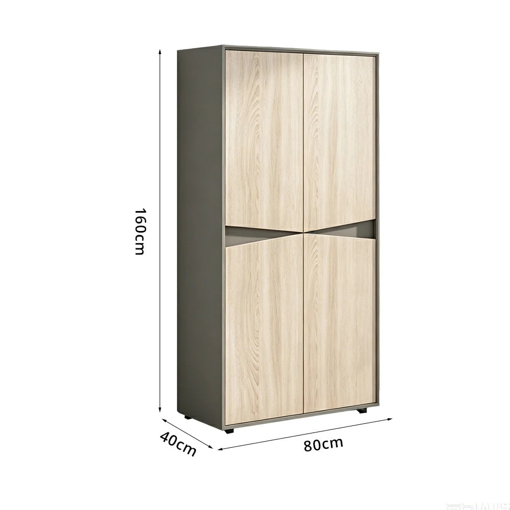 LIVARA 4 Door Tall Storage Cabinet Large File Cabinet for Office and Living Room - Oak Grey