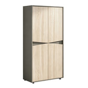 LIVARA 4 Door Tall Storage Cabinet Large File Cabinet for Office and Living Room - Oak Grey