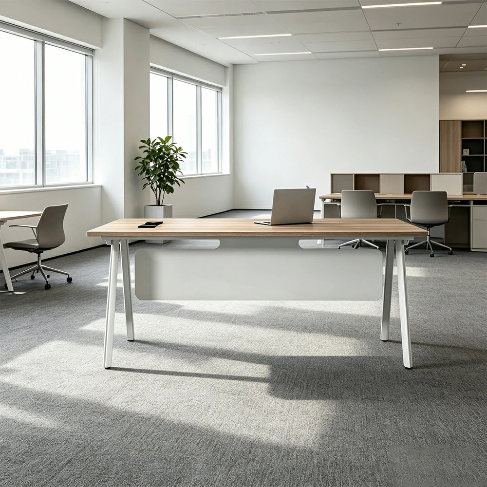 LIVARA 1.4m Office Desk - Cable Management & Power Outlet for Study / Home Office - Light Wood