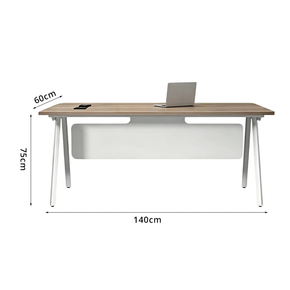 LIVARA 1.4m Office Desk - Cable Management & Power Outlet for Study / Home Office - Light Wood