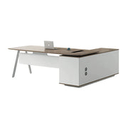 LIVARA 1.8m Office Desk - Side Cabinet Storage & Power Outlet for Office - Light Wood