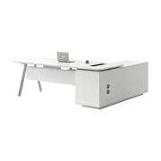 LIVARA 1.8m Executive Office Desk - Modern Manager Workstation with Side Cabinet - White