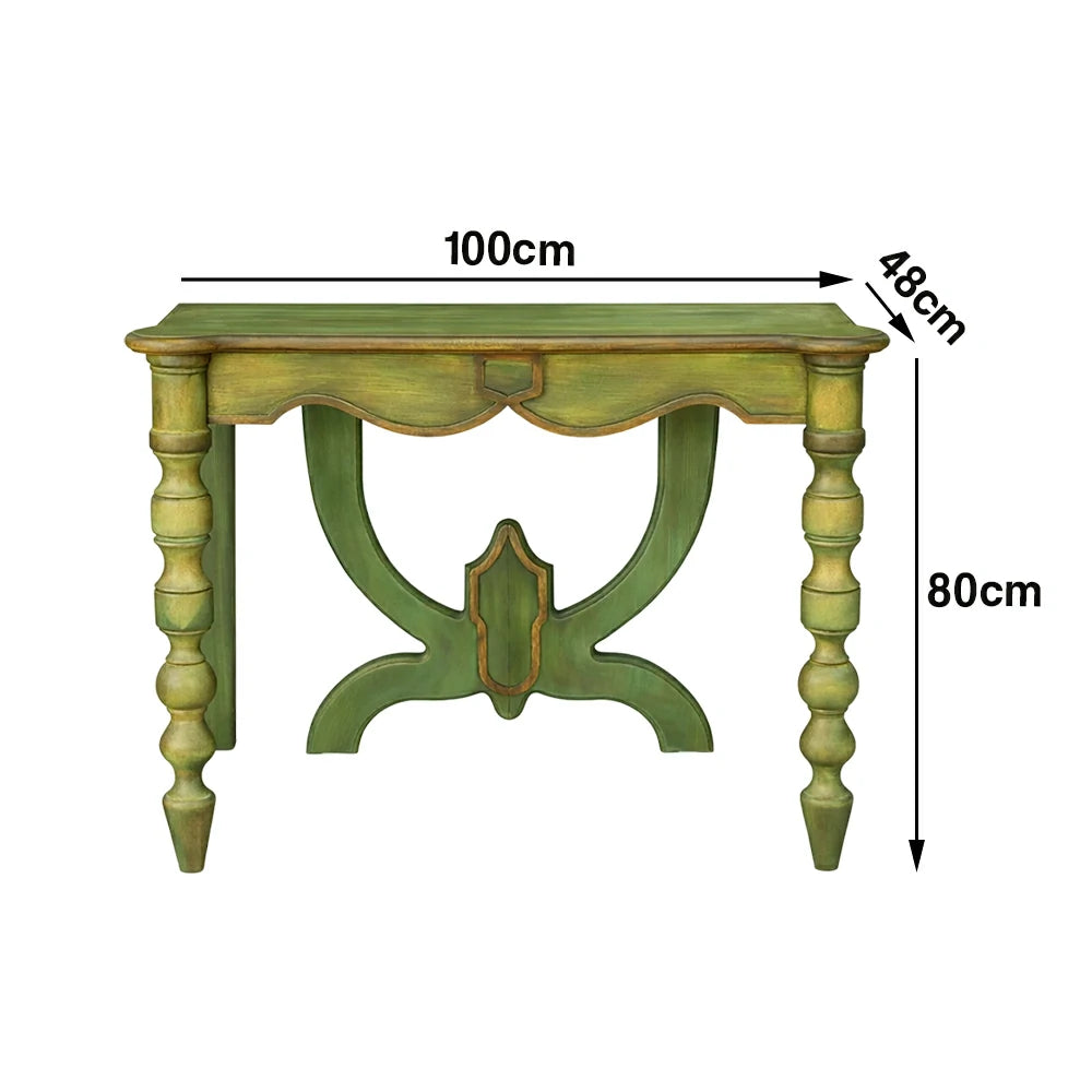 LIVARA Vintage Console Table - Carved Distressed Design - Solid Wood Construction - Multi-Use Entryway Desk Vanity Table