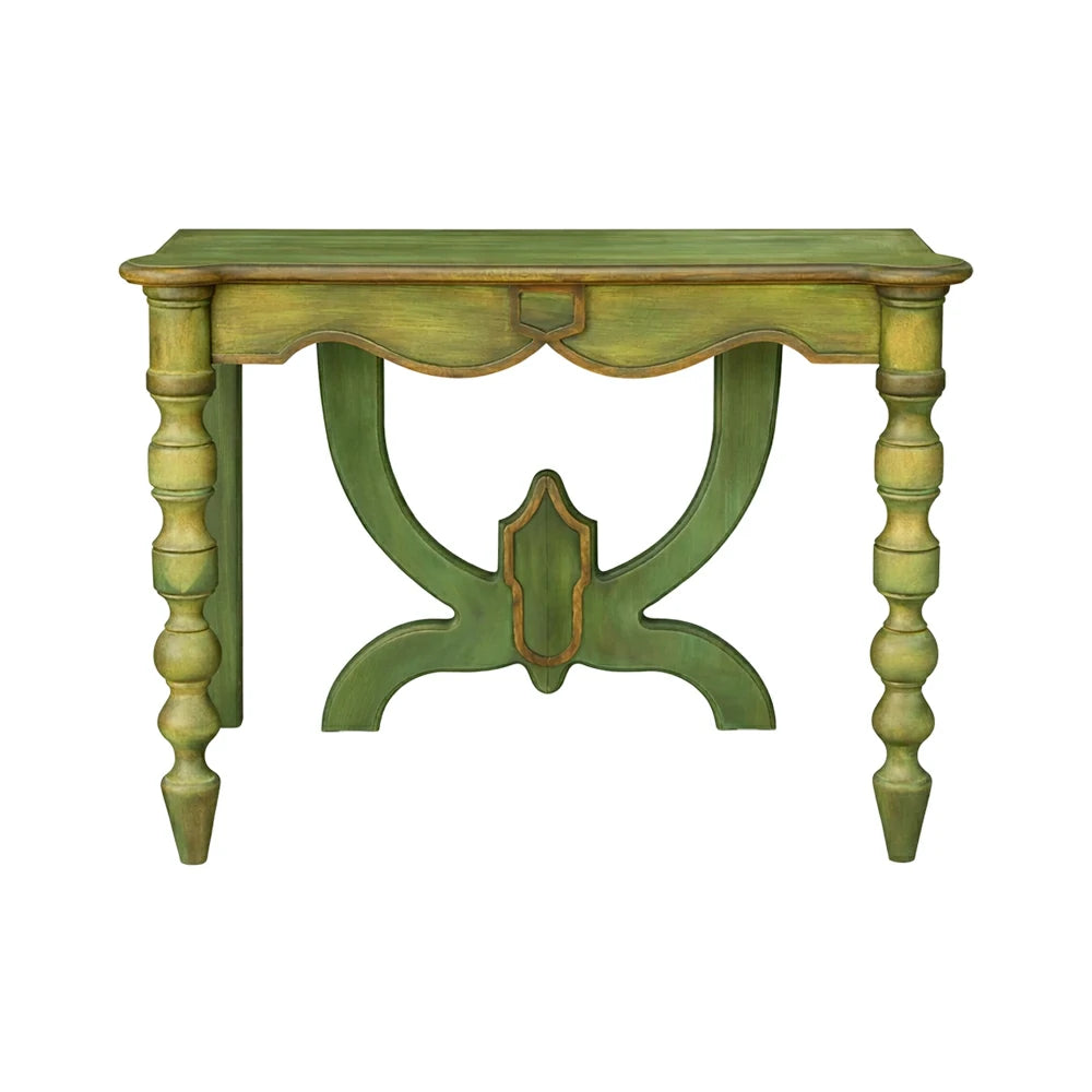 LIVARA Vintage Console Table - Carved Distressed Design - Solid Wood Construction - Multi-Use Entryway Desk Vanity Table