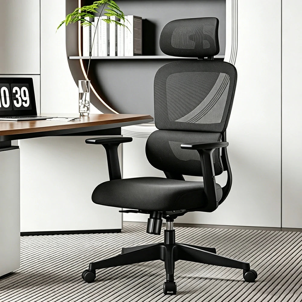 LIVARA Ergonomic High Back Office Chair Mesh Executive Adjustable Desk Chair with Headrest Armrest Swivel Task Chair - Black