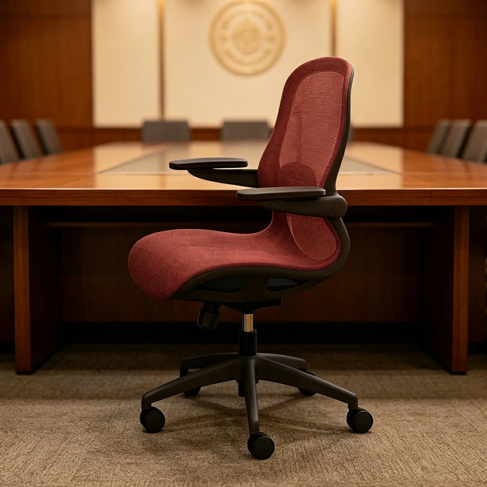 LIVARA Ergonomic Mesh Office Chair 3D Adjustable Armrests Lumbar Support Computer Chair for Study Room - Burgundy