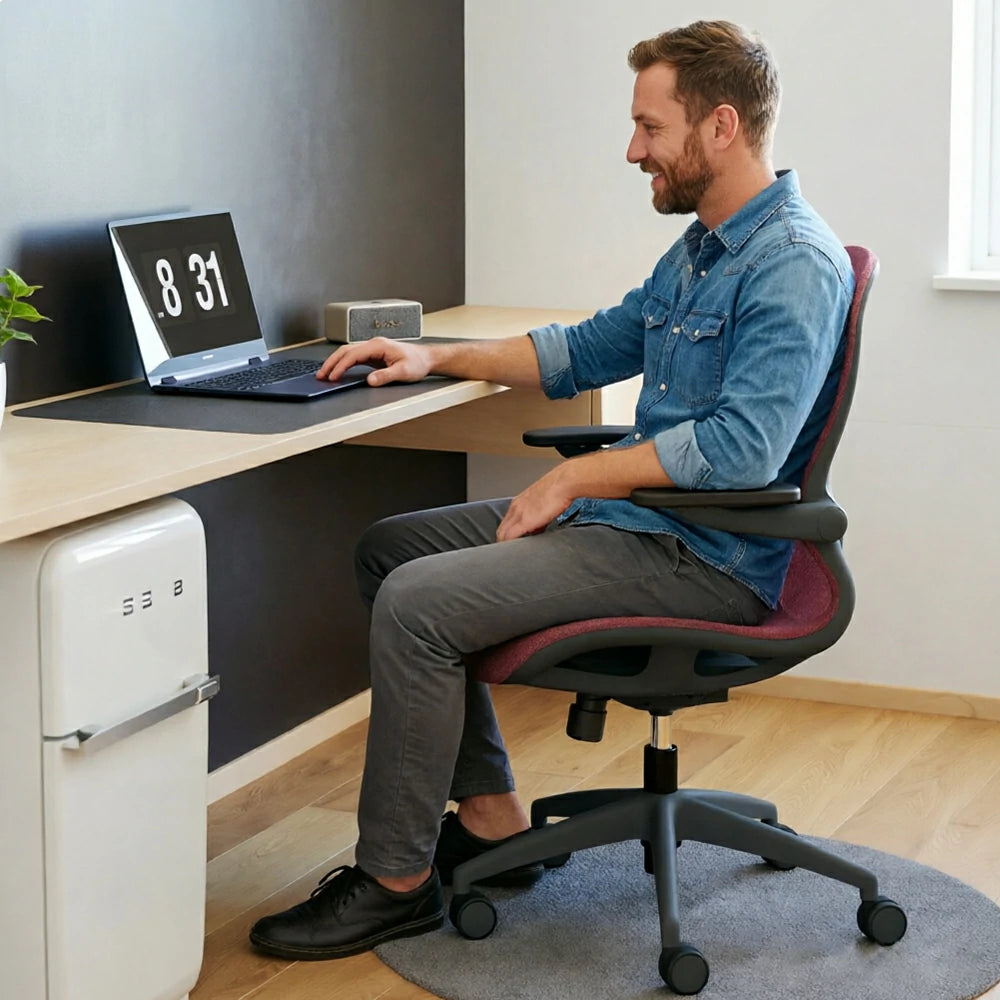 LIVARA Ergonomic Mesh Office Chair 3D Adjustable Armrests Lumbar Support Computer Chair for Study Room - Burgundy