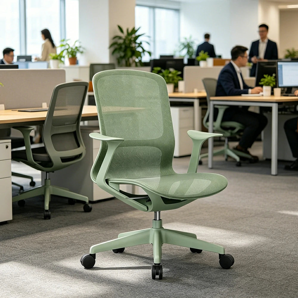 LIVARA Ergonomic Mesh Office Chair Fixed Armrests Comfortable Computer Chair for Study Room Home Office - Green