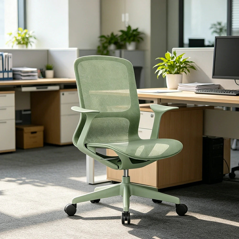 LIVARA Ergonomic Mesh Office Chair Fixed Armrests Comfortable Computer Chair for Study Room Home Office - Green
