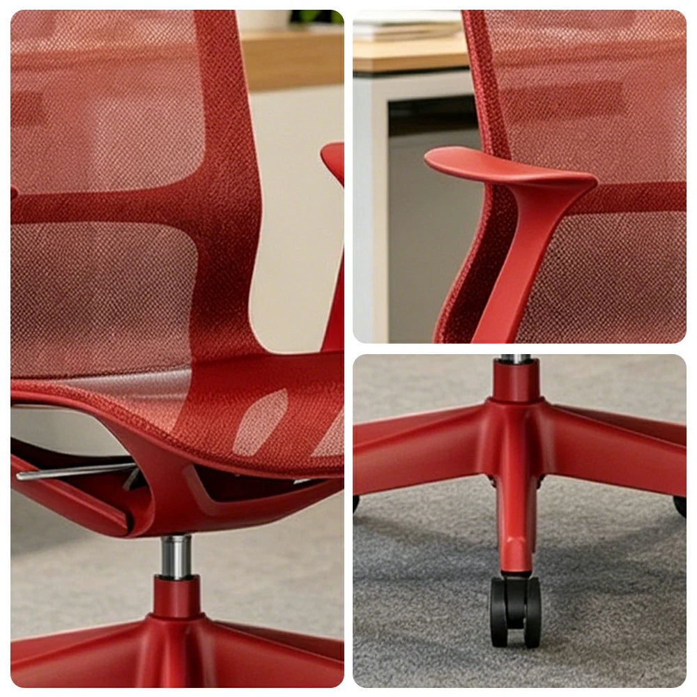 LIVARA Ergonomic Mesh Office Chair Fixed Armrests Comfortable Computer Chair for Study Room Home Office - Red