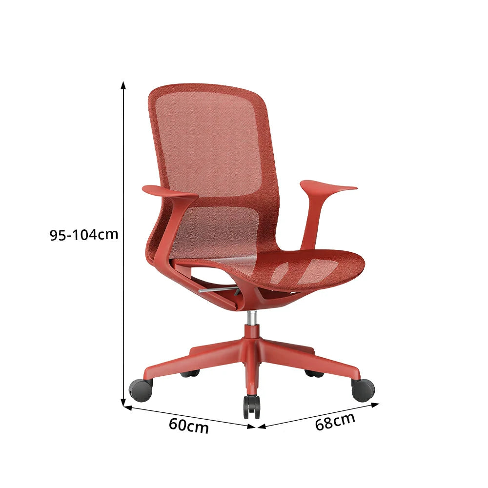 LIVARA Ergonomic Mesh Office Chair Fixed Armrests Comfortable Computer Chair for Study Room Home Office - Red