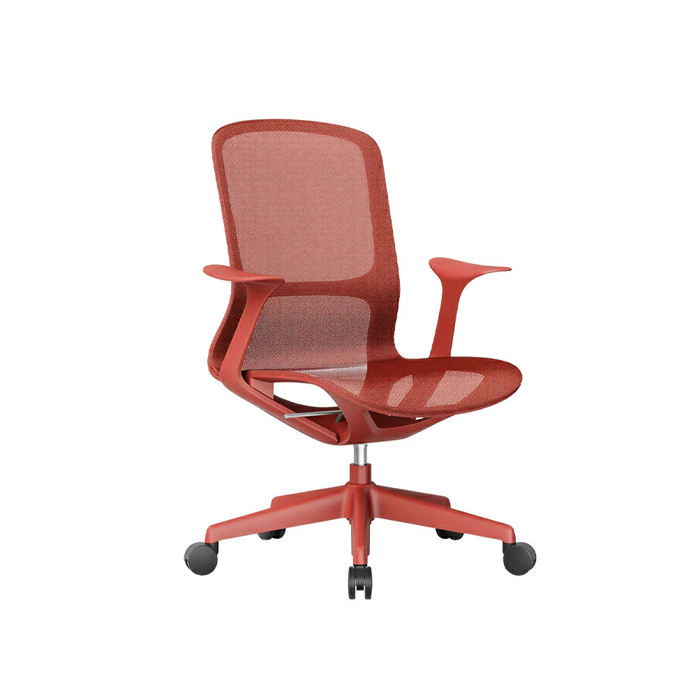 LIVARA Ergonomic Mesh Office Chair Fixed Armrests Comfortable Computer Chair for Study Room Home Office - Red