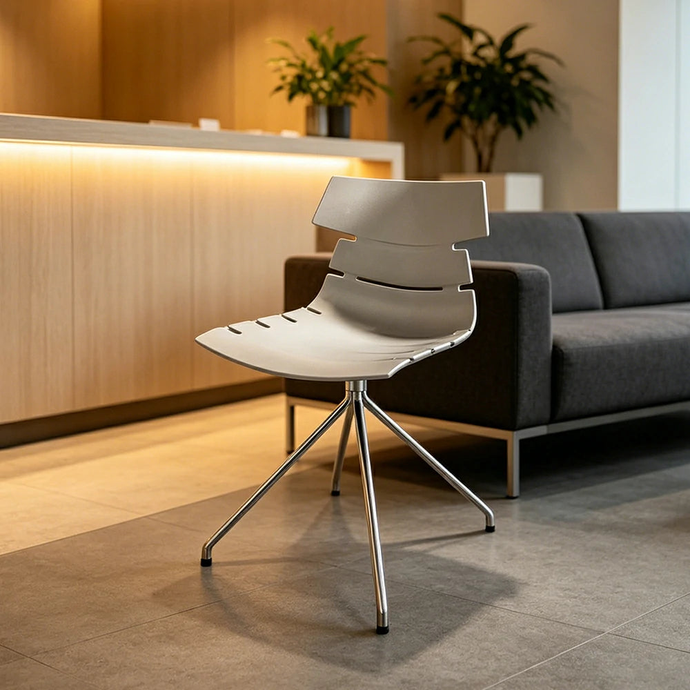 LIVARA Modern Office Chair Ergonomic Leisure Chair Minimalist Design for Dining Room Meeting Room - White