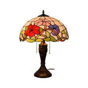LIVARA Morning Glory Vintage Artistic Stained Glass Table Lamp Soft Ambient Lighting Metal Base Design Suitable for Bedroom Living Room Study Entryway