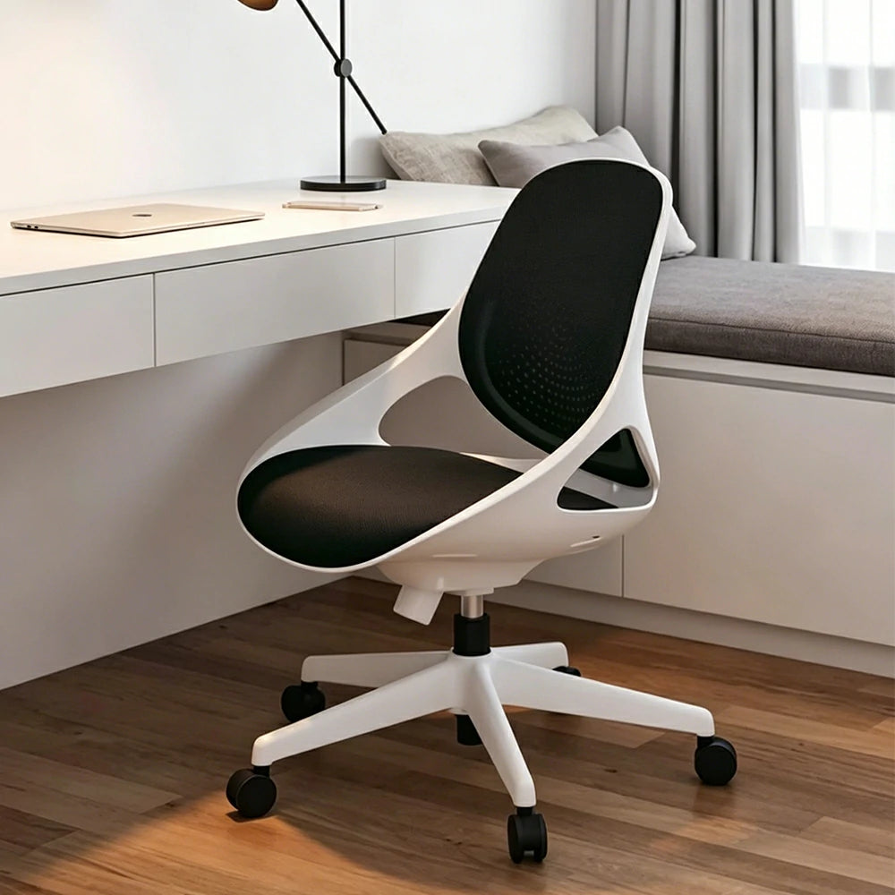 LIVARA Modern Ergonomic Mesh Office Chair Curved Backrest Comfortable Computer Chair for Study Room - Black