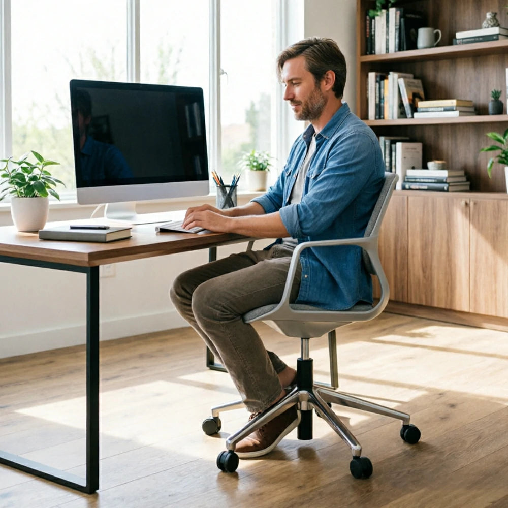 LIVARA Ergonomic Guest Chair Upholstered Armchair Swivel Desk Chair with Wheels for Office Study Room - Grey